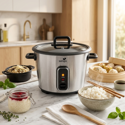Cuiseur à riz automatique avec panier vapeur - Perfect Rice - 1,8L 700W, maintien au chaud, cuve inox jusqu'à 1,5 kg de riz cru – Image 3