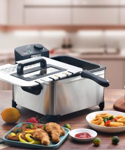 Friteuse électrique inox 5L – 2000W – Température jusqu'à 190°C – 3 paniers (2 petits + 1 grand) – Cuve amovible – Family Fryer – Image 6
