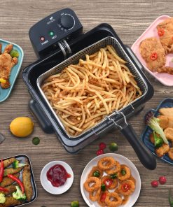 Friteuse électrique inox 5L – 2000W – Température jusqu'à 190°C – 3 paniers (2 petits + 1 grand) – Cuve amovible – Family Fryer – Image 2