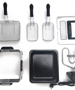 Friteuse électrique inox 5L – 2000W – Température jusqu'à 190°C – 3 paniers (2 petits + 1 grand) – Cuve amovible – Family Fryer – Image 11