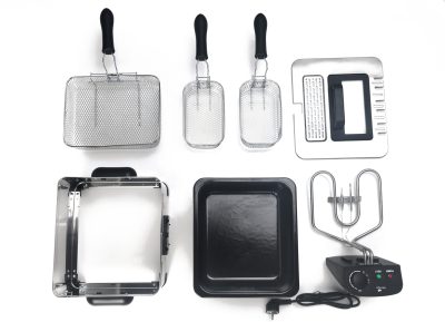 Friteuse électrique inox 5L – 2000W – Température jusqu'à 190°C – 3 paniers (2 petits + 1 grand) – Cuve amovible – Family Fryer – Image 11