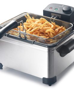 Friteuse électrique inox 5L – 2000W – Température jusqu'à 190°C – 3 paniers (2 petits + 1 grand) – Cuve amovible – Family Fryer – Image 3