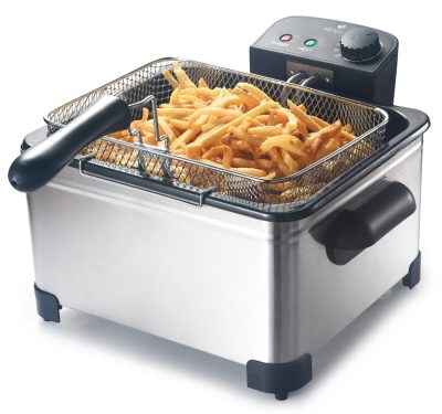 Friteuse électrique inox 5L – 2000W – Température jusqu'à 190°C – 3 paniers (2 petits + 1 grand) – Cuve amovible – Family Fryer – Image 3