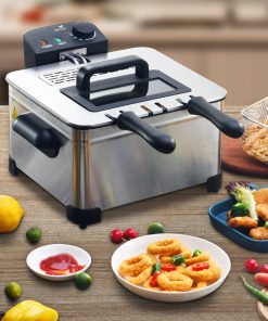 Friteuse électrique inox 5L – 2000W – Température jusqu'à 190°C – 3 paniers (2 petits + 1 grand) – Cuve amovible – Family Fryer – Image 4