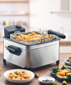 Friteuse électrique inox 5L – 2000W – Température jusqu'à 190°C – 3 paniers (2 petits + 1 grand) – Cuve amovible – Family Fryer – Image 5