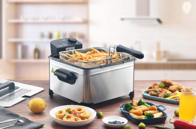 Friteuse électrique inox 5L – 2000W – Température jusqu'à 190°C – 3 paniers (2 petits + 1 grand) – Cuve amovible – Family Fryer – Image 5