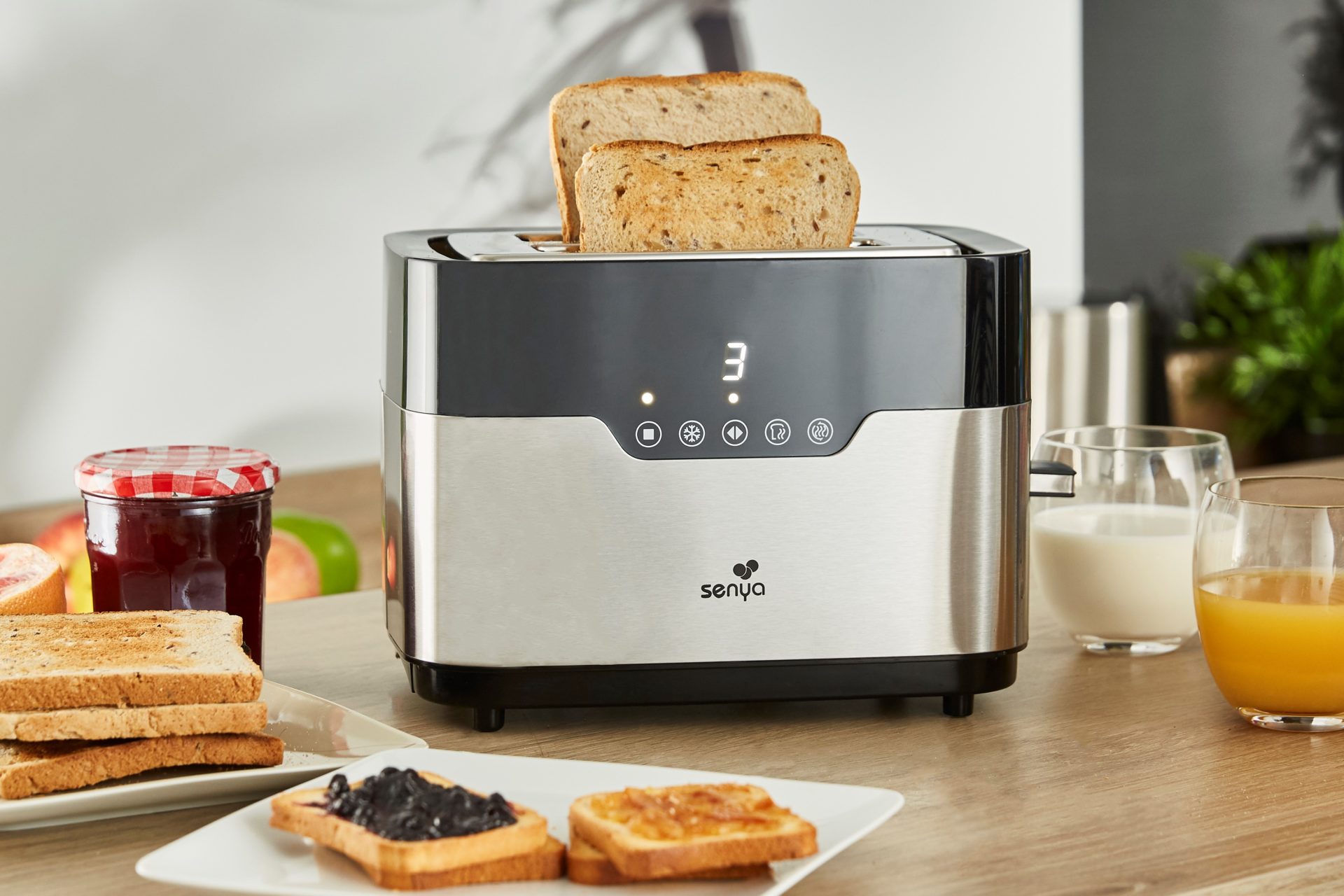 Grille-pain tactile 2 larges fentes inox Smart Toaster