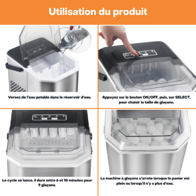 Machine à glaçons Ice Cool – Glaçons en 6 min – 12kg/24h – 2 tailles - Idéale apéros, cocktails et été – Image 9