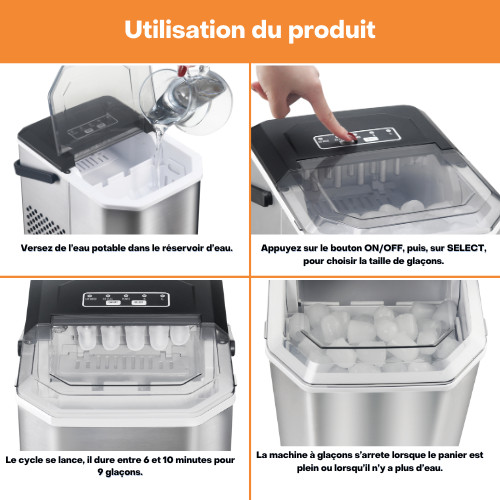 Machine à glaçons Ice Cool – Glaçons en 6 min – 12kg/24h – 2 tailles - Idéale apéros, cocktails et été – Image 9