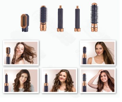 Brosse Soufflante 5 en 1 Air Styler & Sèche-cheveux : lissage, séchage, boucle, brushing 1000W Hair Designer SYWB-HS012N – Image 8