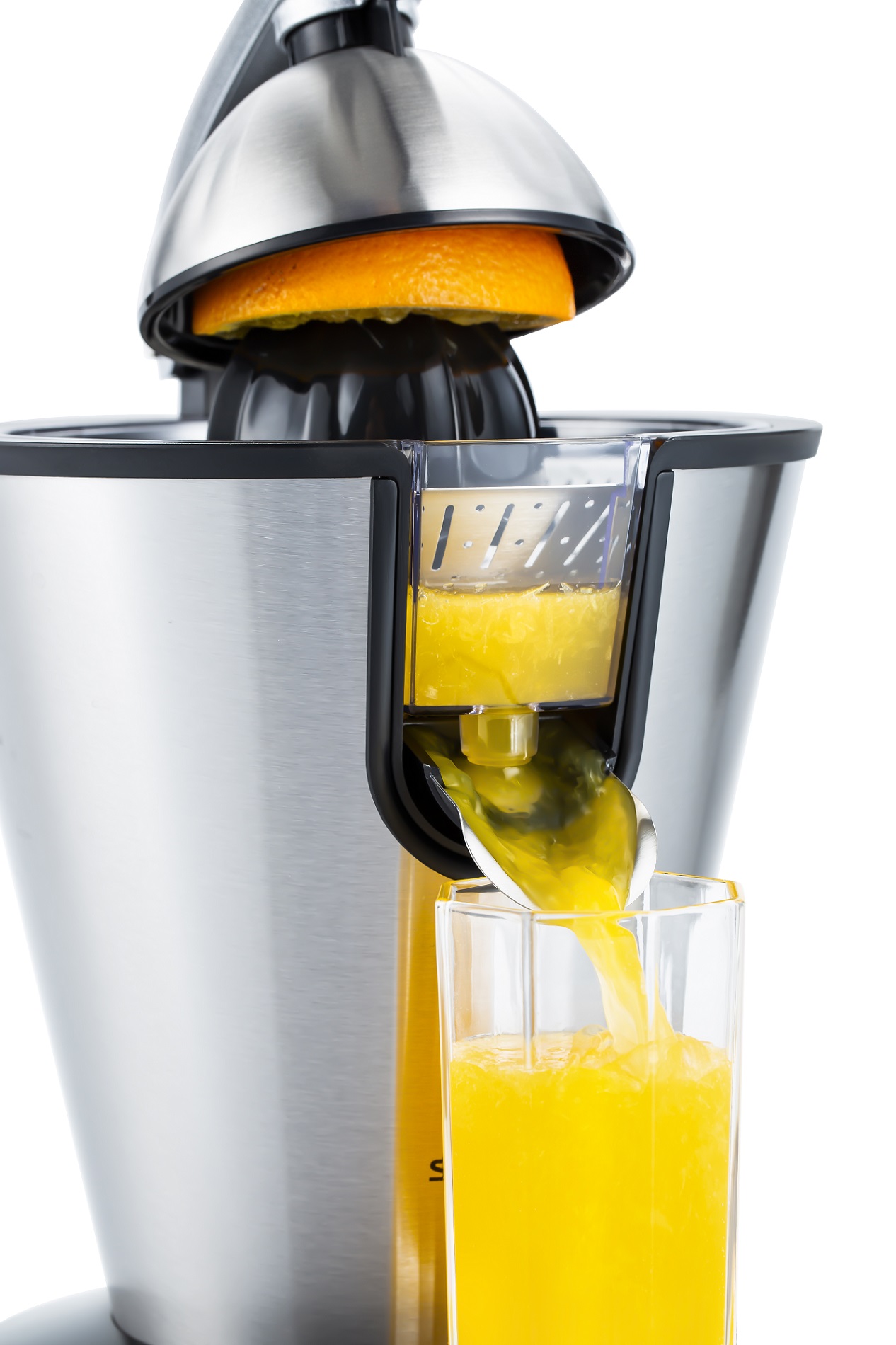 Presse agrumes électrique, bras levier, en acier inoxydable, 0.7L – Image 4