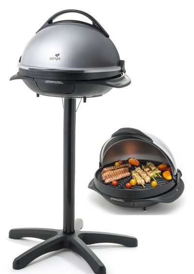 Barbecue électrique Senya – 2400W – 2-en-1 sur pieds ou de table – Diamètre 40 cm – Couvercle inclus – Sans charbon