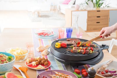 Alternative view of Barbecue électrique Senya – 2400W – 2-en-1 sur pieds ou de table – Diamètre 40 cm – Couvercle inclus – Sans charbon