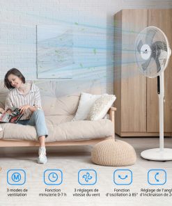 Alternative view of Ventilateur sur pied silencieux Silence & Cool – Ventilateur avec pales 16 pouces, 3 modes de ventilation et télécommande