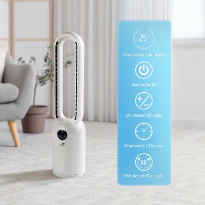 Ventilateur colonne silencieux Fresh Air - 2 en 1 : Purificateur d’air HEPA et ventilateur rafraichisseur avec télécommande – Image 3
